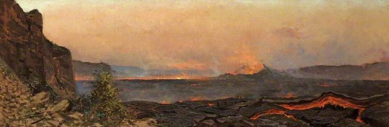 Jules Tavernier 1844-1889 The Crater of Kilauea Island of Hawaii -BORGM 02088 - Russell Cotes Art Gallery Museum